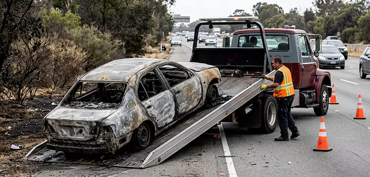 Fire-Damaged Wrecked Car Removal in Milwaukee